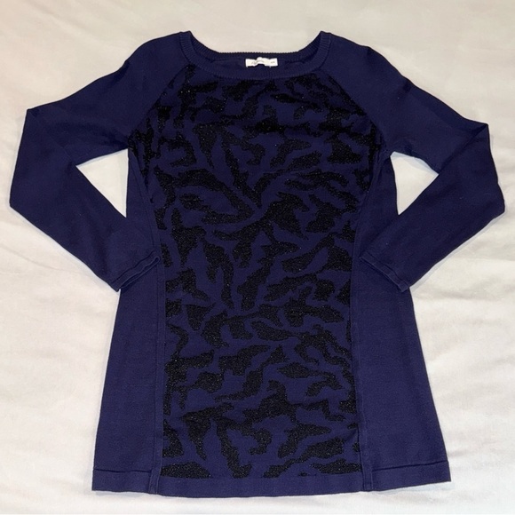 Reitmans Sweater Dress Purple with Black Embellishments Crew Neck Women's Size M - Picture 5 of 12